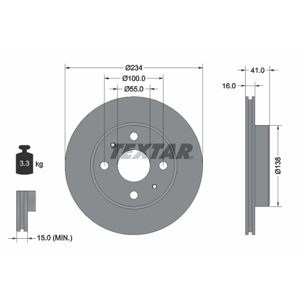 TEXTAR 92129103 Bremsscheiben Satz DAIHATSU Move (L9_) Sirion (M1) (M3) YRV (M2) vorne