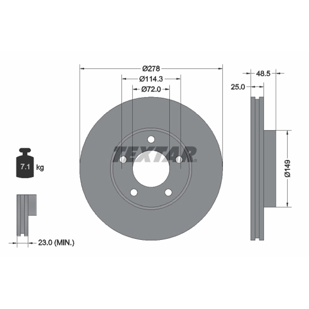 TEXTAR 92130303 Bremsscheiben Satz MAZDA 3 (BK) (BL) 5 (CR19) (CW) 15 Zoll vorne