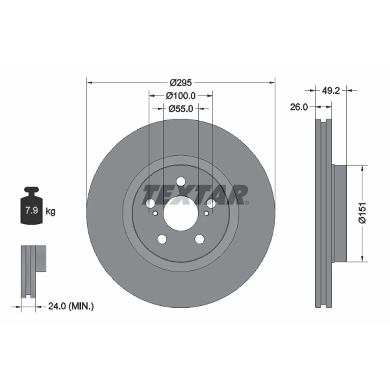 TEXTAR 92135603 Bremsscheiben Satz TOYOTA Avensis (_T25_) 2.0/2.4 VVT-i 2.0 D-4D vorne