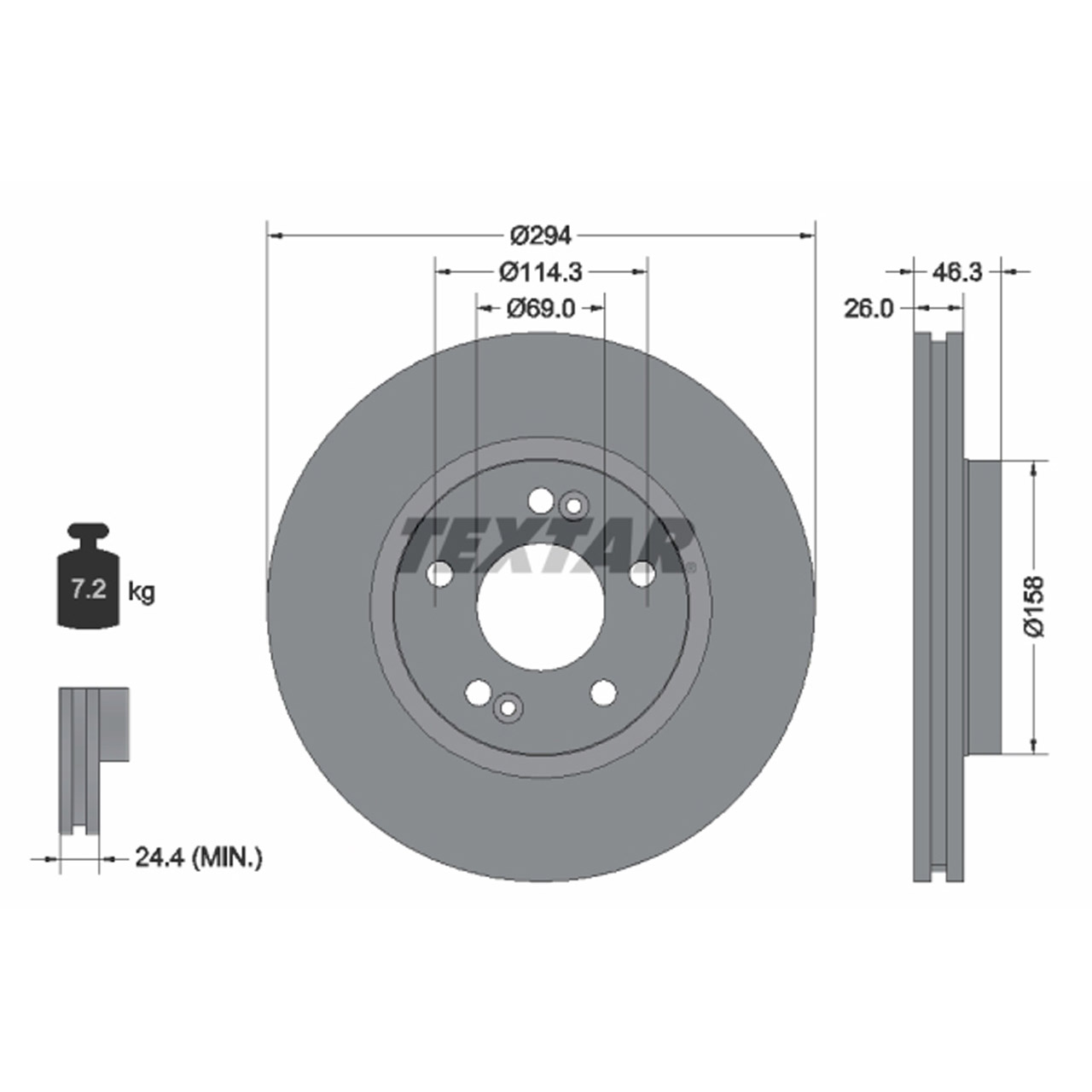 TEXTAR 92136403 Bremsscheiben Satz HYUNDAI Santa Fe 1 (SM) 16 Zoll vorne 5171226100