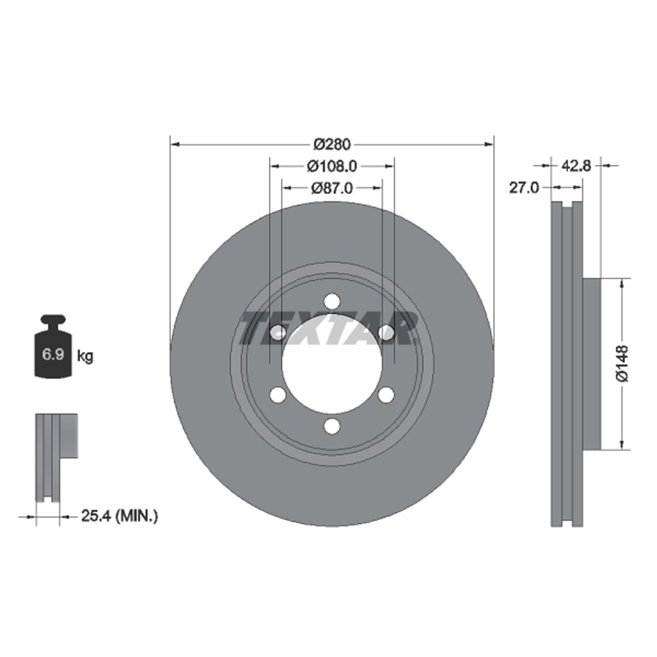 TEXTAR 92136503 Bremsscheiben Satz HYUNDAI Terracan (HP) bis 07.2003 vorne 51712H1000