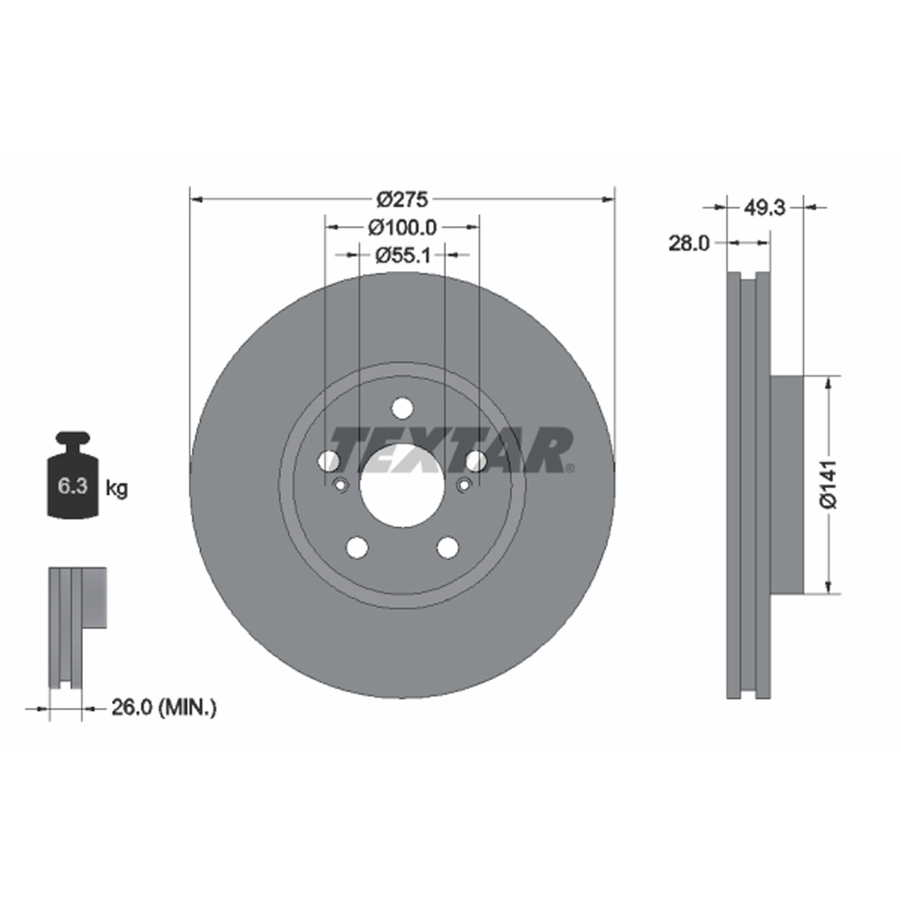 TEXTAR 92142003 Bremsscheiben Satz TOYOTA Avensis (_T22_) Celica (_T20_) vorne