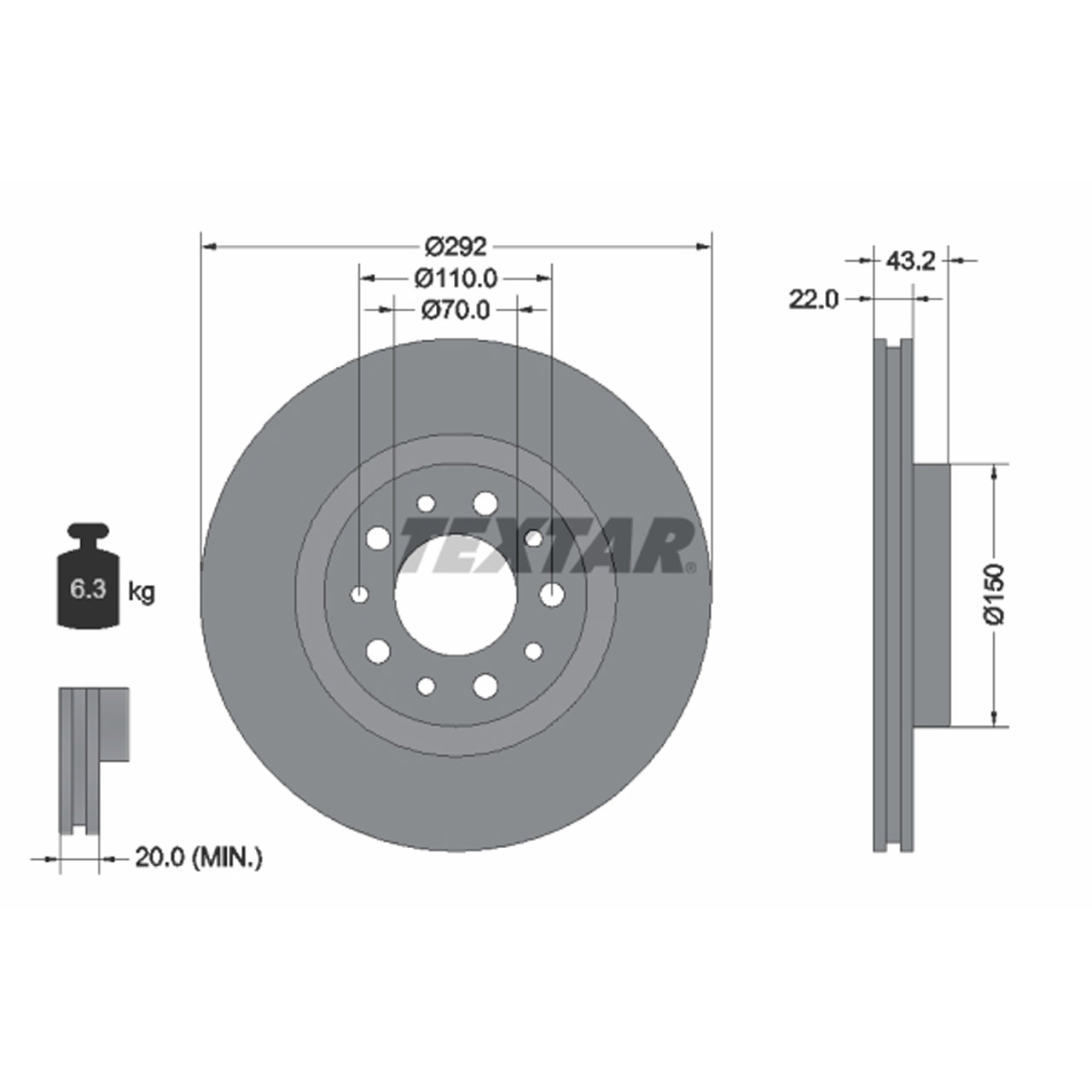 TEXTAR 92145303 Bremsscheiben Satz ALFA ROMEO 159 Brera Spider (939_) hinten