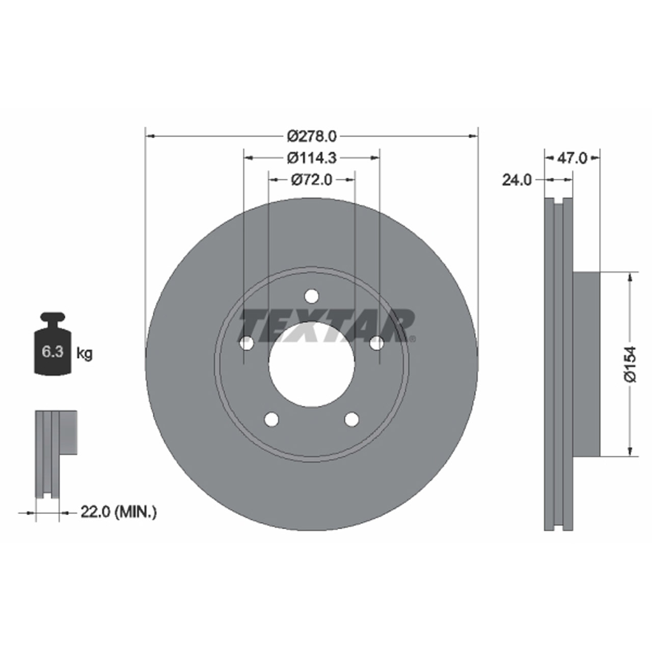 TEXTAR 92146503 Bremsscheiben Satz FORD Maverick MAZDA Tribute (EP) vorne