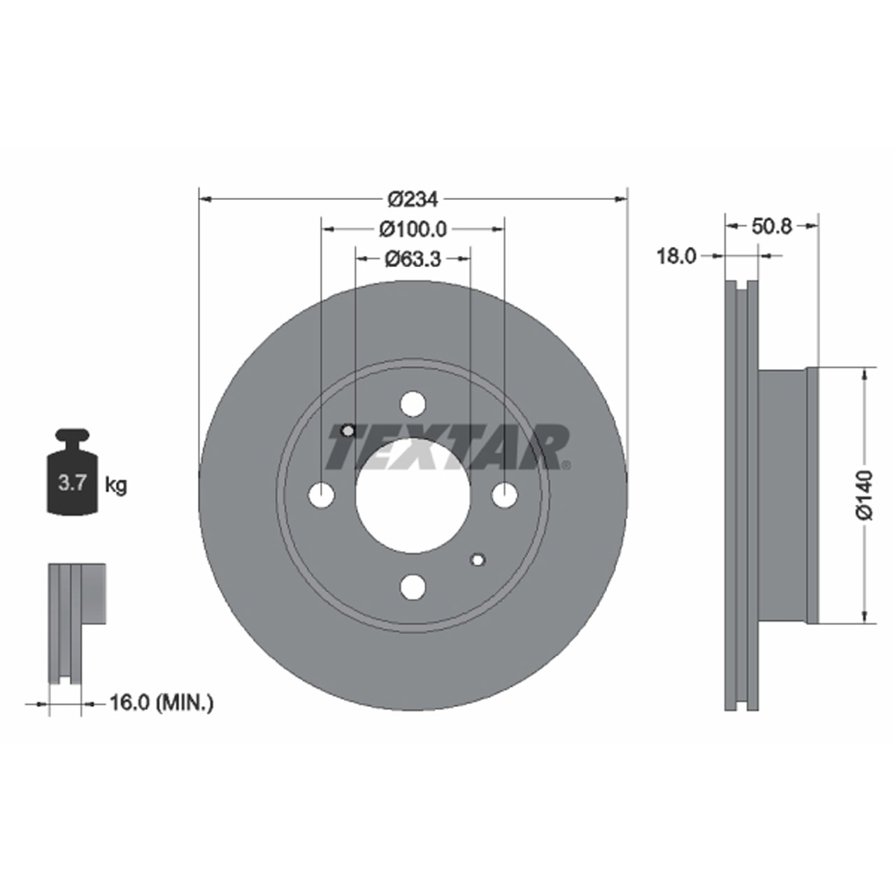 TEXTAR 92146803 Bremsscheiben Satz HYUNDAI Atos (MX) 1.0i 1.1 54/58/63 PS vorne