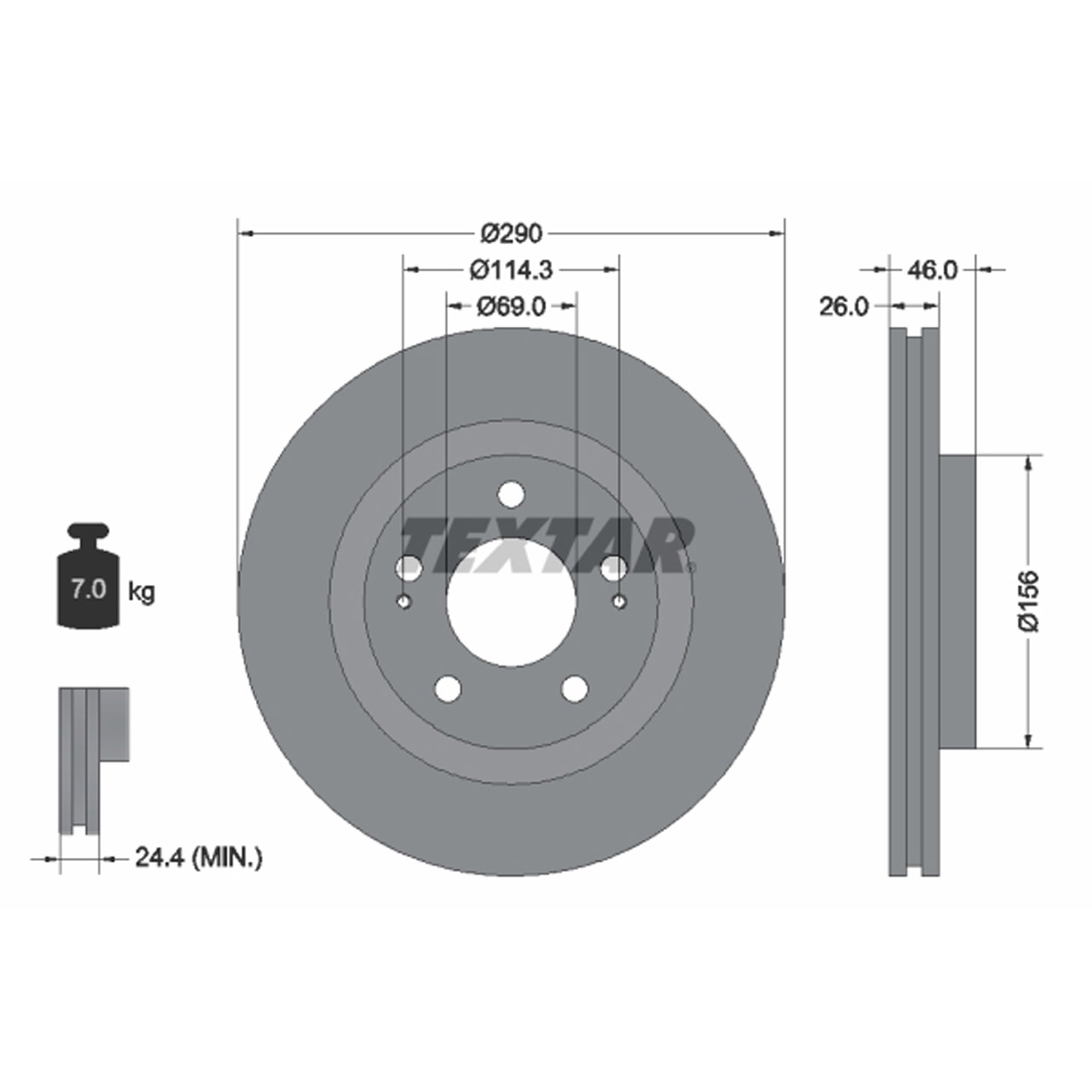 TEXTAR 92148303 Bremsscheiben Satz MITSUBISHI Grandis (NA_W) 2.4 MIVEC 2.0 DI-D vorne