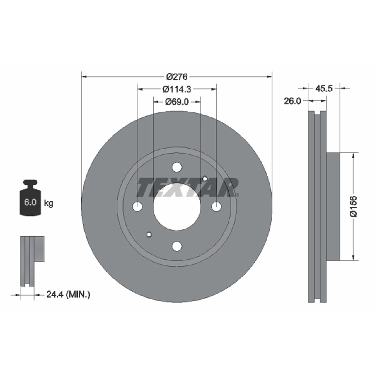 TEXTAR 92148703 Bremsscheiben Satz MITSUBISHI Galant 8 ab 09.2000 Lancer 7 vorne