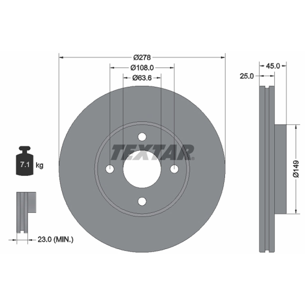 TEXTAR 92159003 Bremsscheiben Satz FORD Fiesta 5 MK5 ST150 150 PS 03.2005-06.2008 vorne