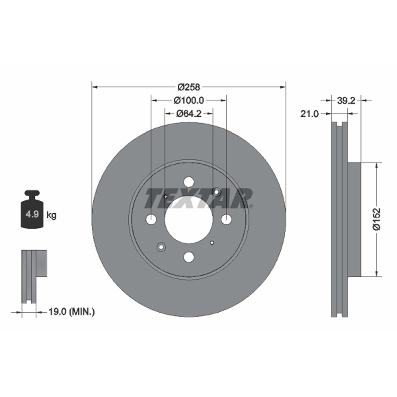 TEXTAR 92165903 Bremsscheiben Satz HONDA Jazz 2 1.2 1.3 ab 01.2004 vorne 45251SAAG50