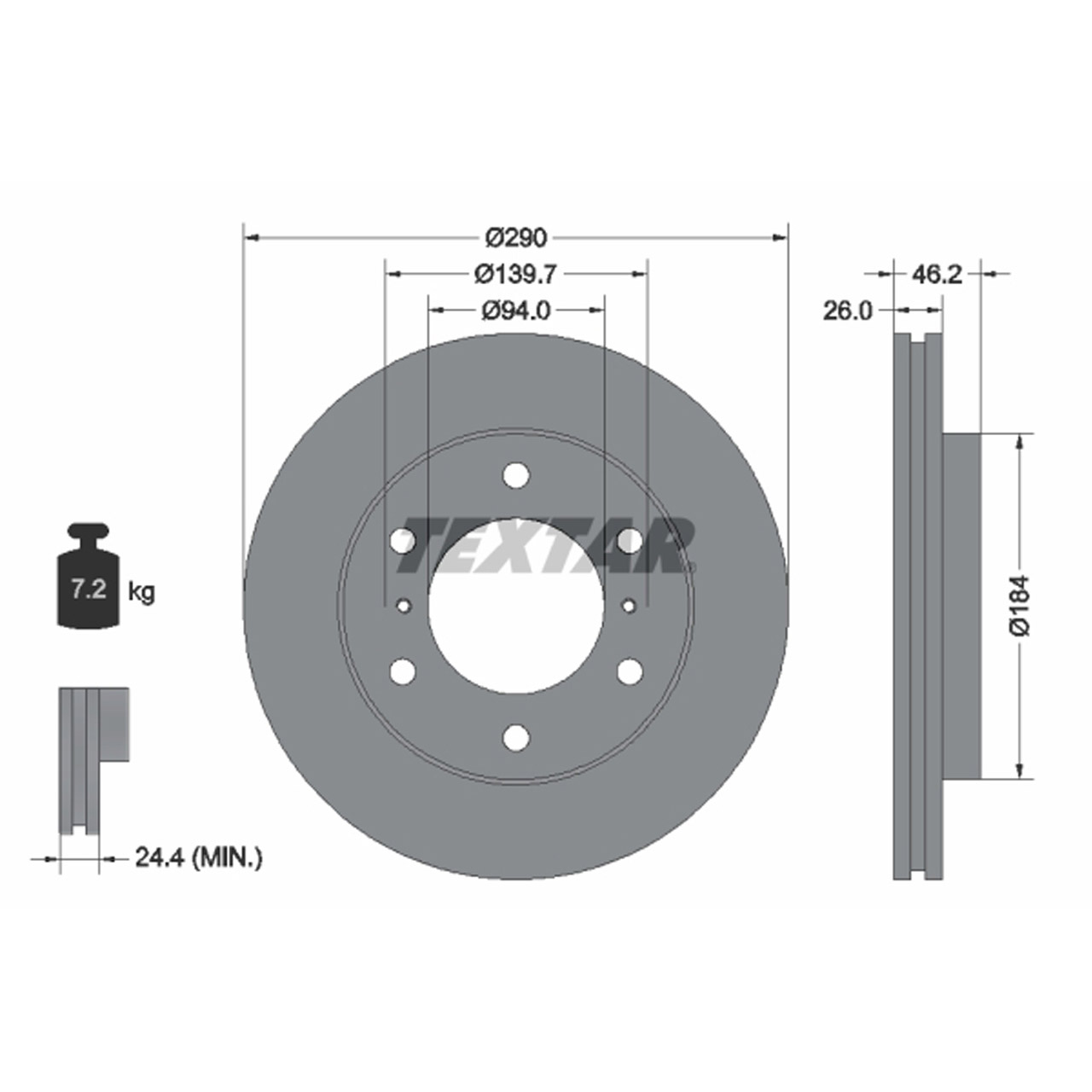 TEXTAR 92167103 Bremsscheiben Satz MITSUBISHI Pajero 4 kurzer Radstand vorne