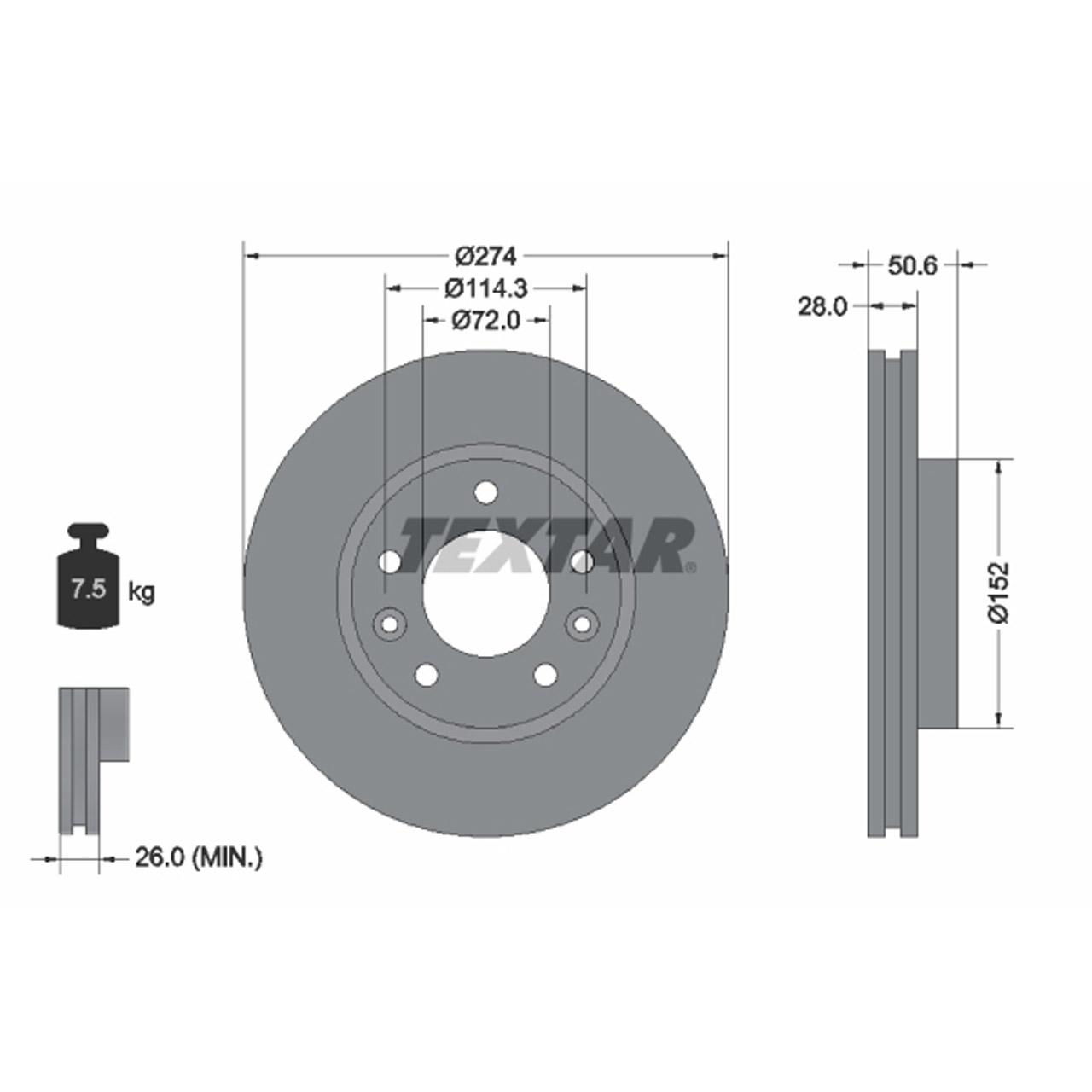 TEXTAR 92174703 Bremsscheiben Satz KIA Carnival 2 (GQ) 2.5 V6 2.9 CRDi vorne