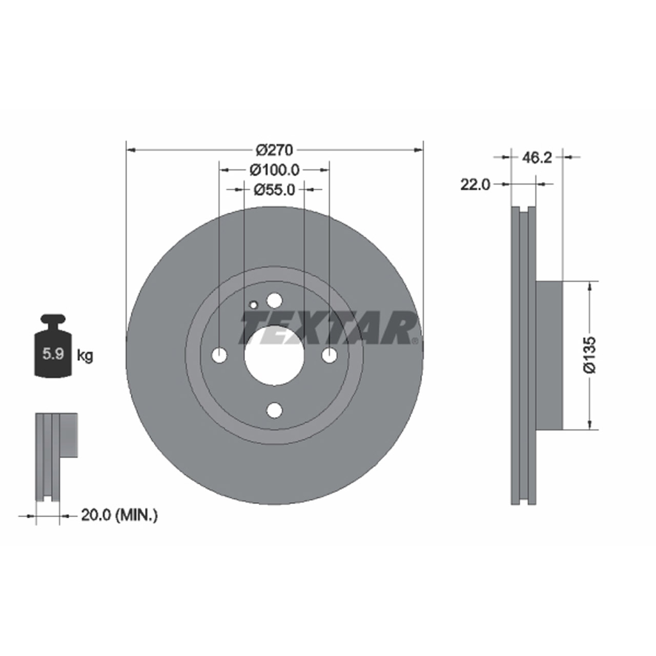 TEXTAR 92175903 Bremsscheiben Satz MAZDA MX-5 II (NB) mit Sportfahrwerk vorne