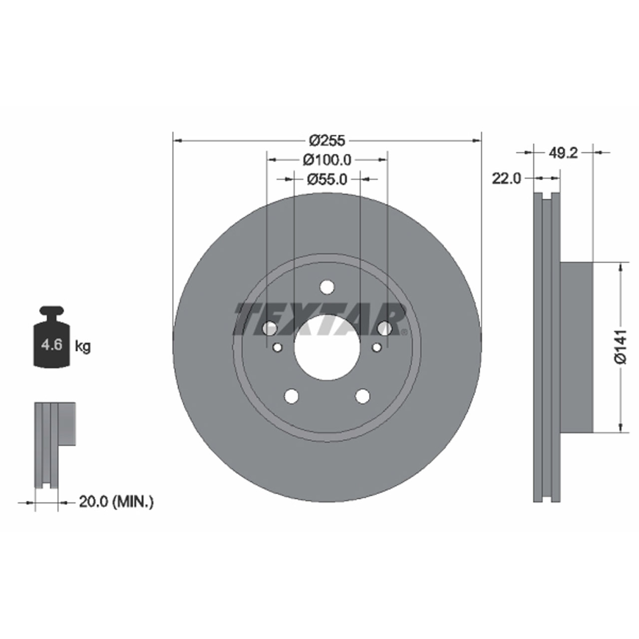 TEXTAR 92179503 Bremsscheiben Satz TOYOTA Prius Liftback (_W2_) 112 PS vorne 4351247030