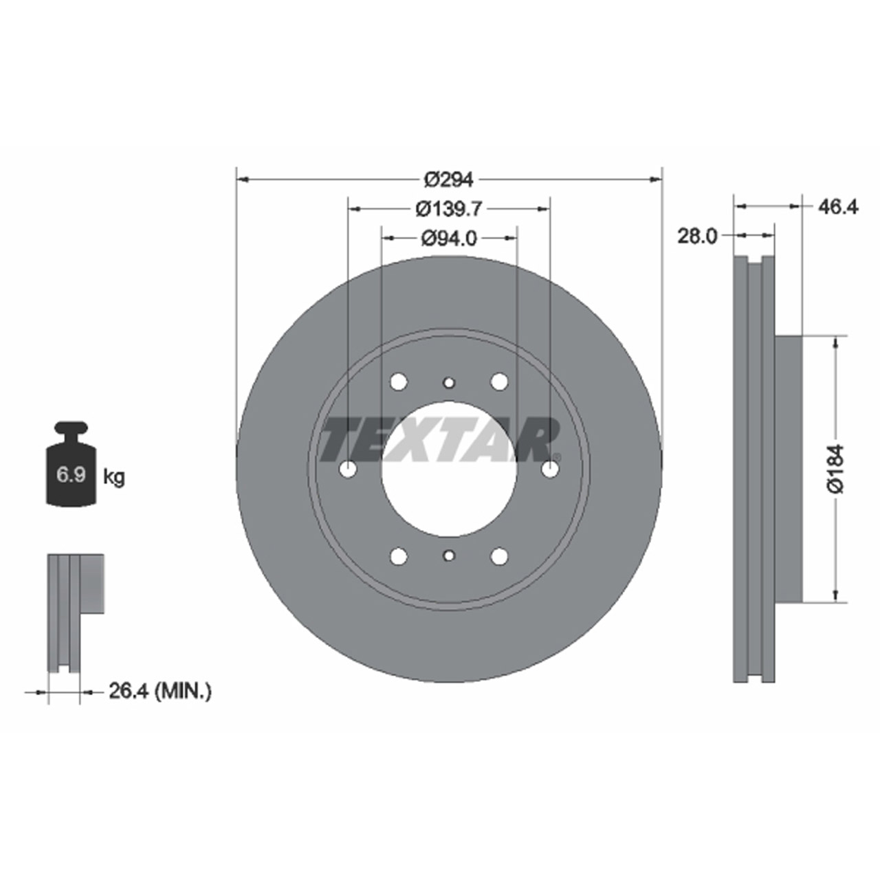 TEXTAR 92180205 Bremsscheiben Satz MITSUBISHI L200 / Triton FIAT Fullback (502 503) vorne