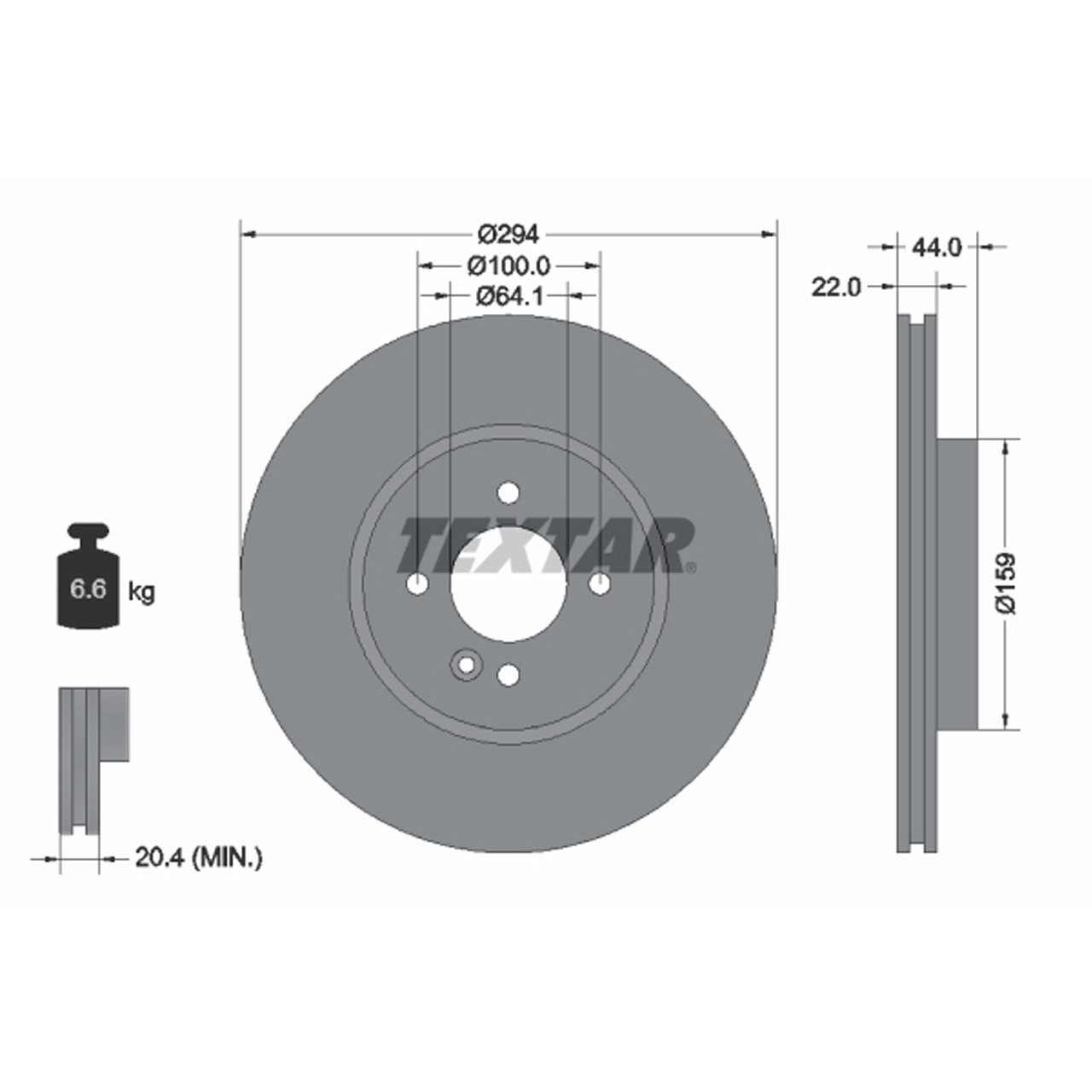 TEXTAR 92183505 Bremsscheiben Satz MINI R50 R53 R56 R55 R52 R57 R58 R59 ab 07.2006 vorne