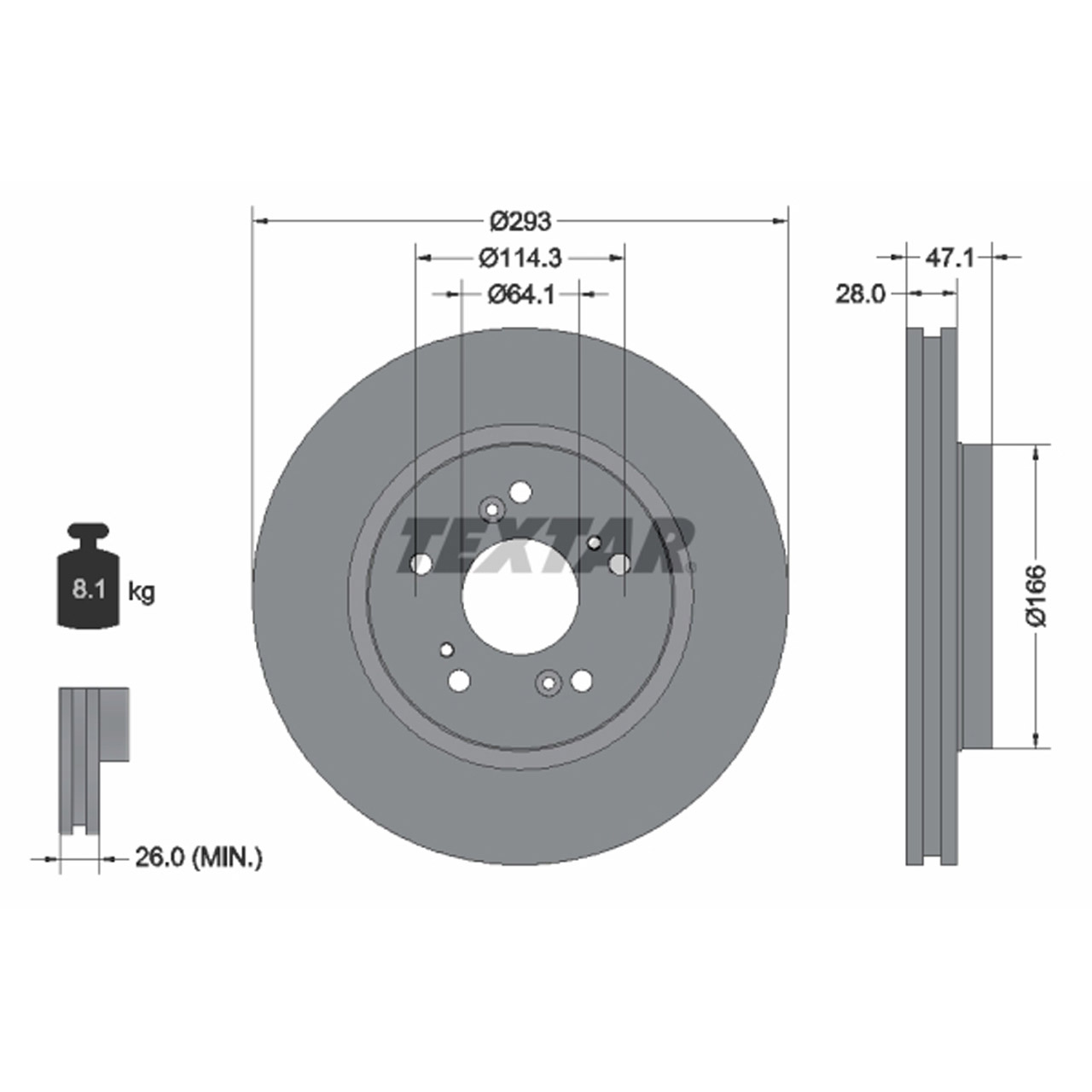 TEXTAR 92184803 Bremsscheiben Satz HONDA CR-V 3 (RE_) 4 (RM_) vorne