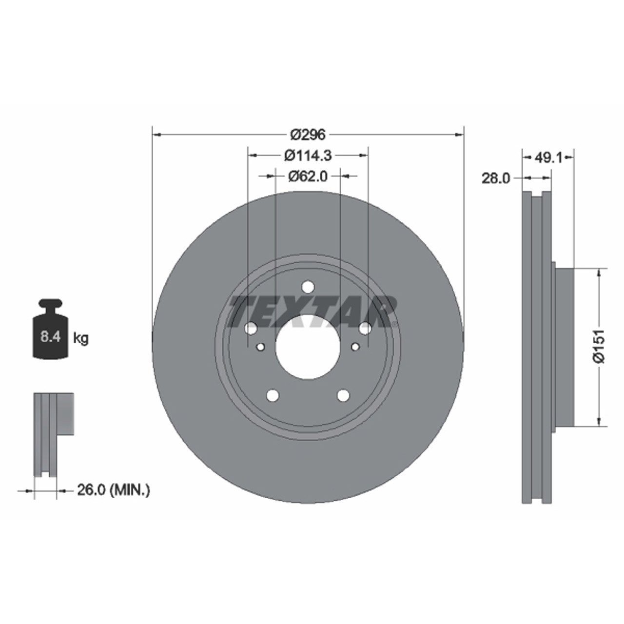 TEXTAR 92185403 Bremsscheiben Satz LEXUS RX (MCU15) 300 AWD 201 PS vorne