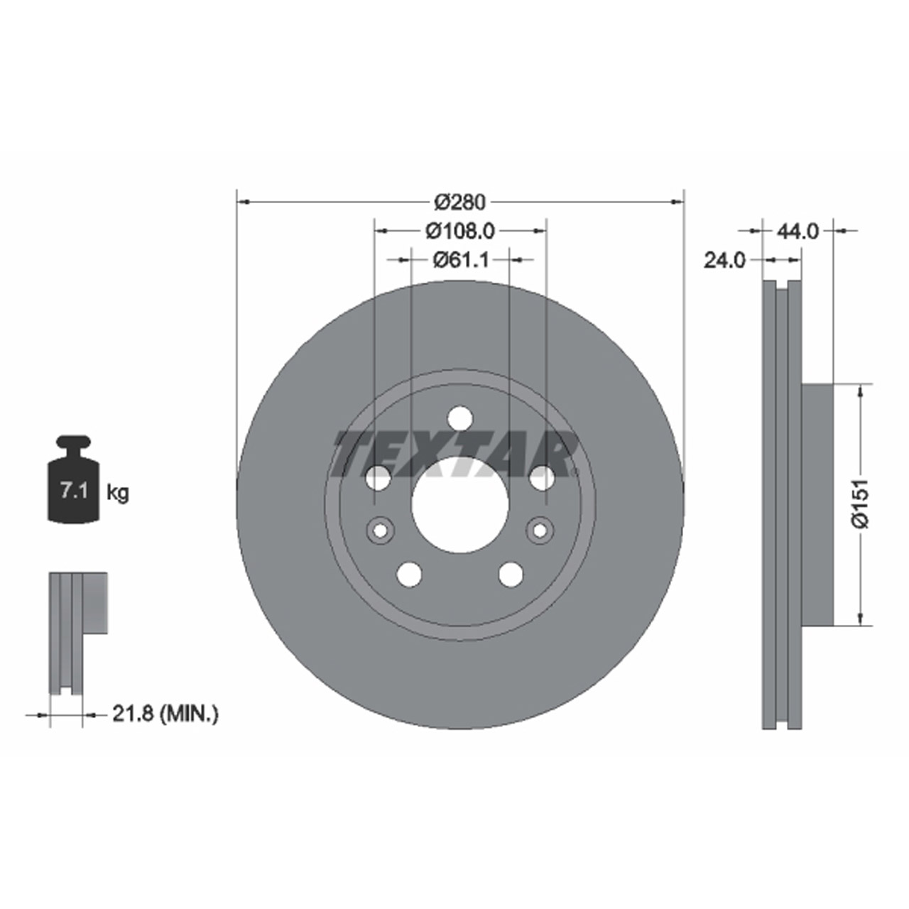 TEXTAR 92196803 Bremsscheiben Satz RENAULT Kangoo 2 15/16 Zoll Megane 2 vorne