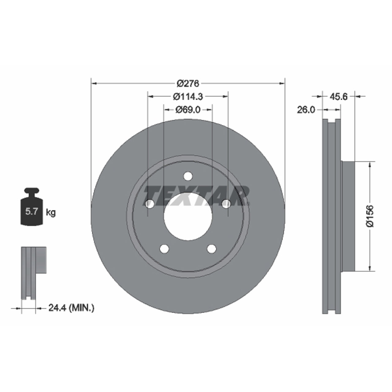 TEXTAR 92197403 Bremsscheiben Satz MITSUBISHI Lancer 8 DODGE Avenger Caliber vorne