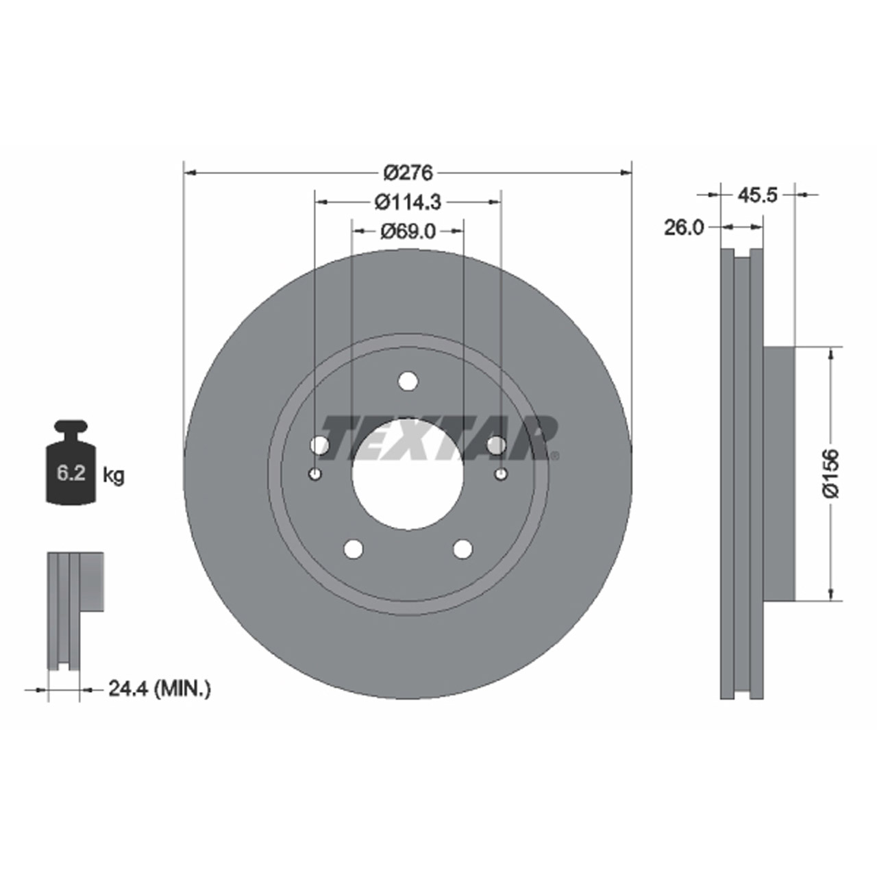 TEXTAR 92198203 Bremsscheiben Satz MITSUBISHI Lancer 7 Space Runner vorne