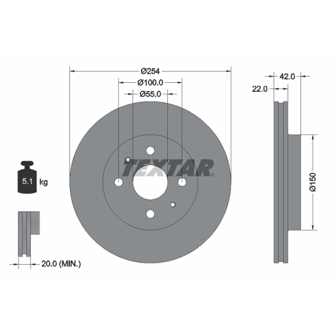 TEXTAR 92204503 Bremsscheiben Satz DAIHATSU Materia (M4_) Sirion (M3_) ab 01.2007 vorne