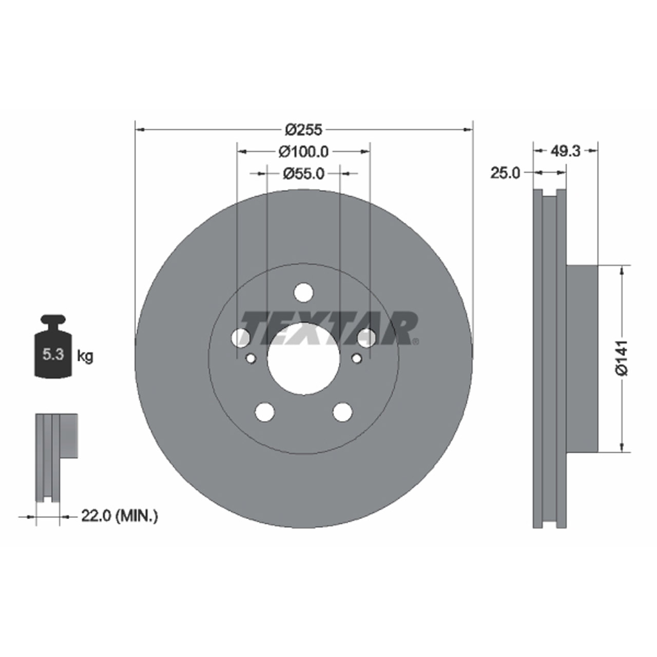 TEXTAR 92225003 Bremsscheiben Satz TOYOTA Prius (_W3_) LEXUS CT (ZWA10_) 200h vorne