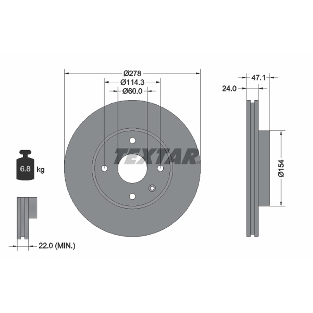 TEXTAR 92227303 Bremsscheiben Satz CHEVROLET Epica (KL1_) 2.0 / D 2.5 vorne 96329364