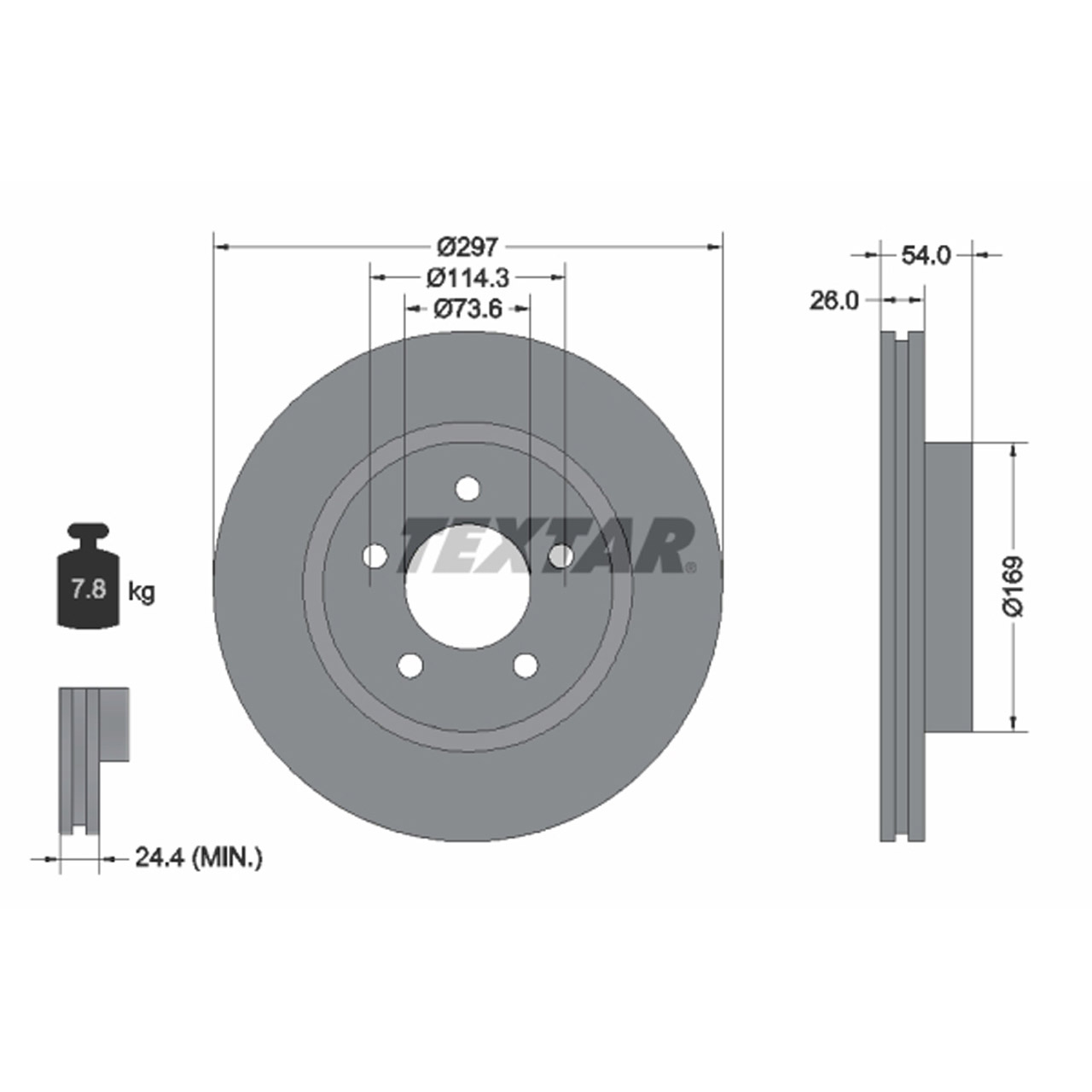 TEXTAR 92230003 Bremsscheiben Satz CHRYSLER 300M (LR) 2.7/3.5 V6 24V 16 Zoll vorne