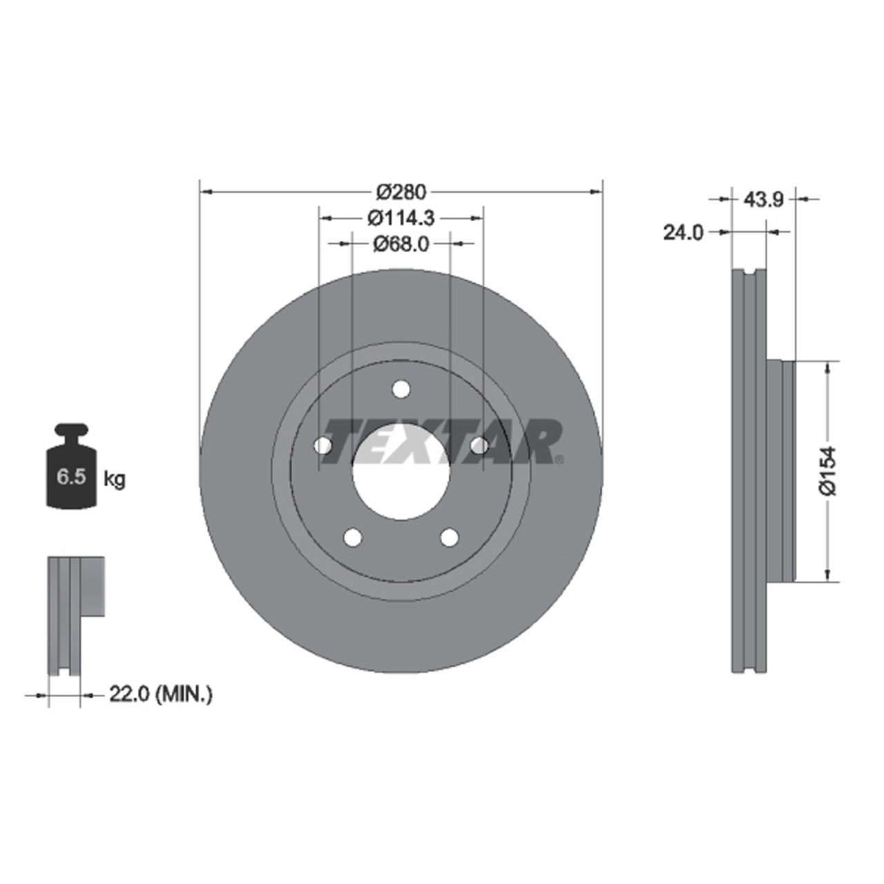 TEXTAR 92232205 Bremsscheiben Satz NISSAN Juke (F15) Pulsar (C13) vorne