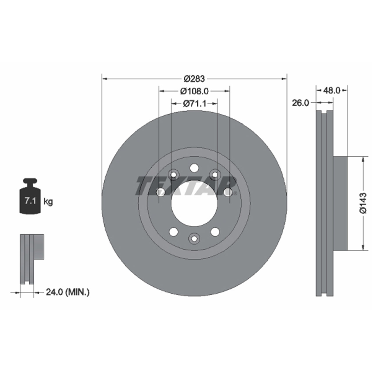 TEXTAR 92232503 Bremsscheiben Satz CITROEN XM (Y3) (Y4) PEUEOT 407 508 I 005 607 vorne