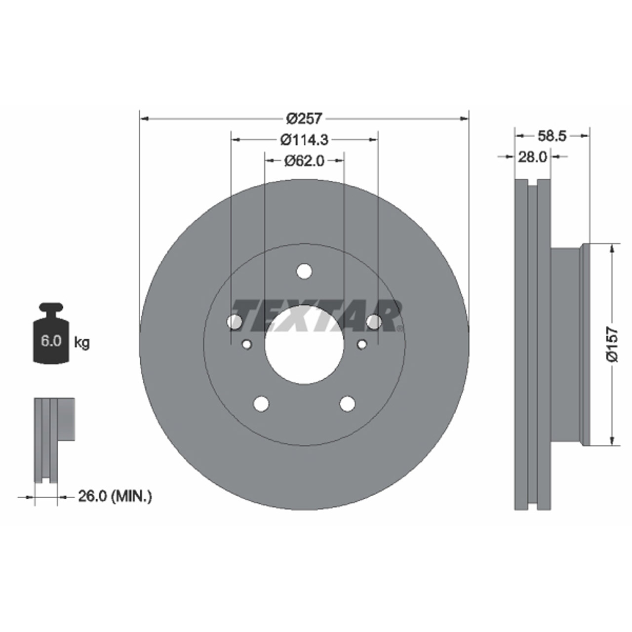 TEXTAR 92236003 Bremsscheiben Satz TOYOTA Hilux 7 (_N1_, _N2_, _N3_) 2.5 D-4D vorne