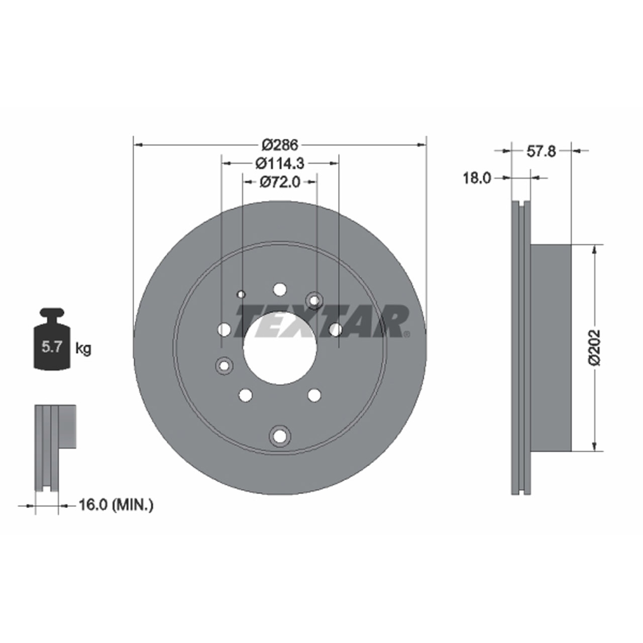 TEXTAR 92242803 Bremsscheiben Satz MAZDA MPV II (LW) 2.3 2.0 DI mit ABS hinten