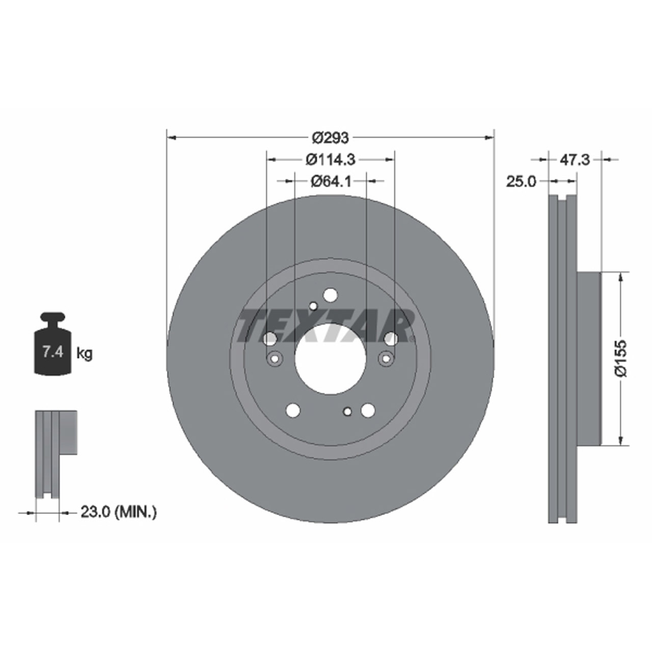 TEXTAR 92257303 Bremsscheiben Satz HONDA Civic 9 10 vorne