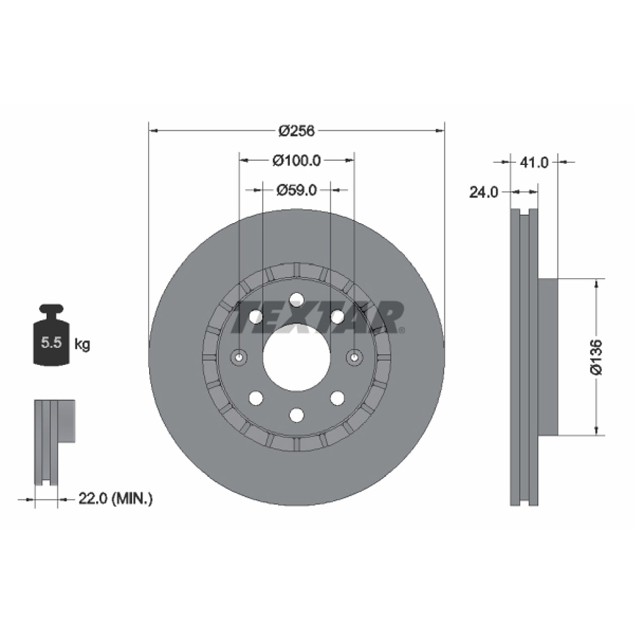 TEXTAR 92263303 Bremsscheiben Satz CHEVROLET Aveo / Kalos T200 T250 T255 T300 vorne