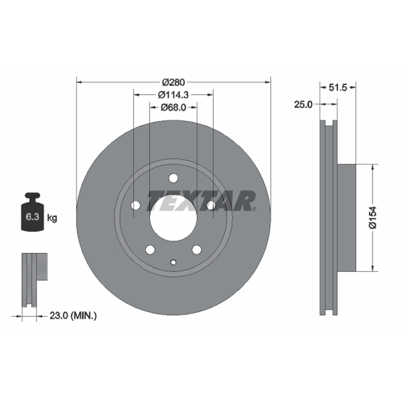 TEXTAR 92267503 Bremsscheiben Satz MAZDA 3 (BM, BN) 1.5 CX-3 (DK) vorne