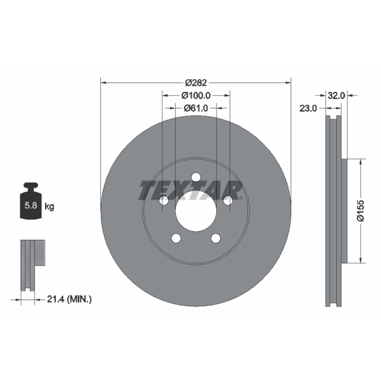 TEXTAR 92269303 Bremsscheiben Satz CHRYSLER Sebring (JR) Stratus (JA JX) vorne