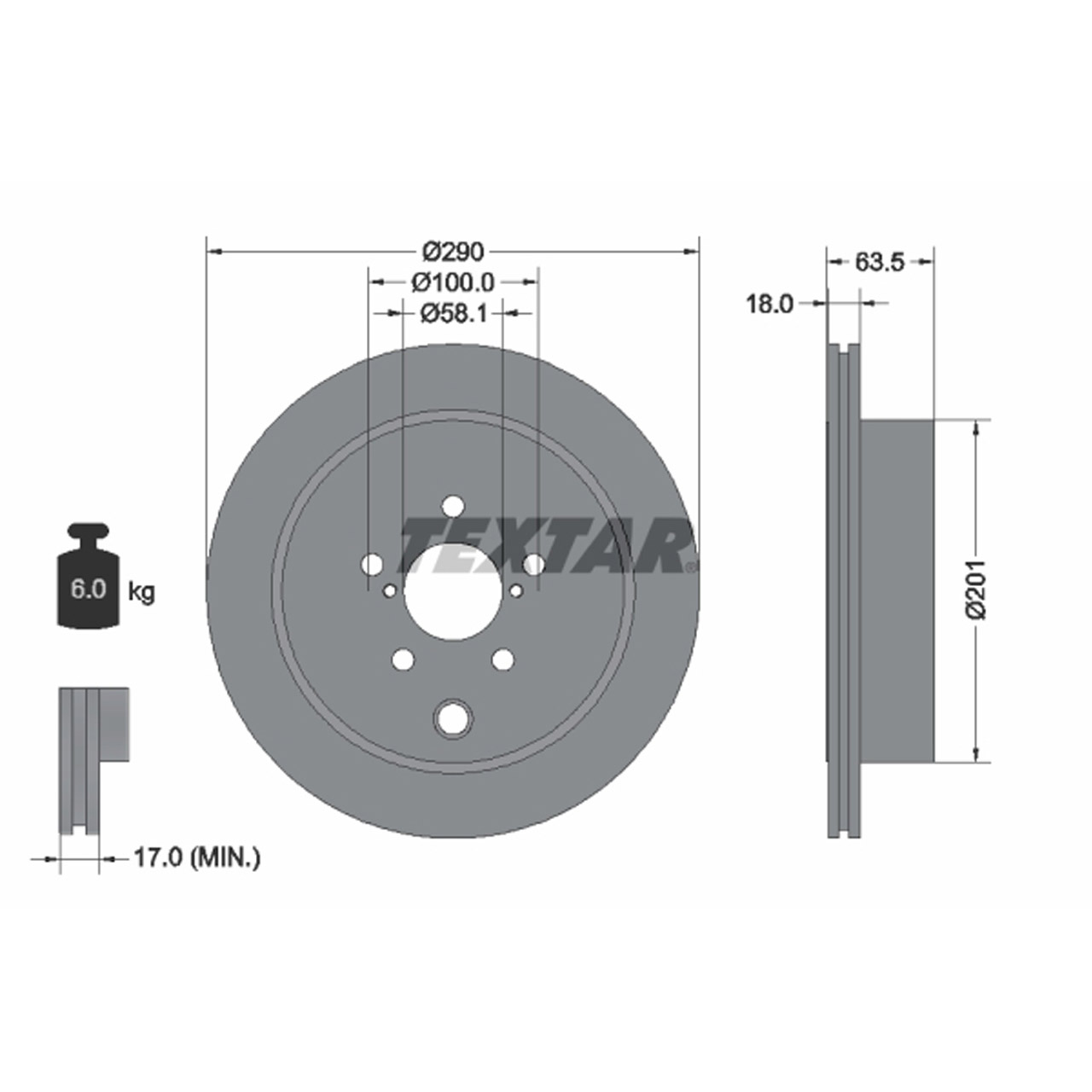 TEXTAR 92270903 Bremsscheiben Satz TOYOTA GT 86 (ZN6_) 2.0 200 PS 16 Zoll hinten