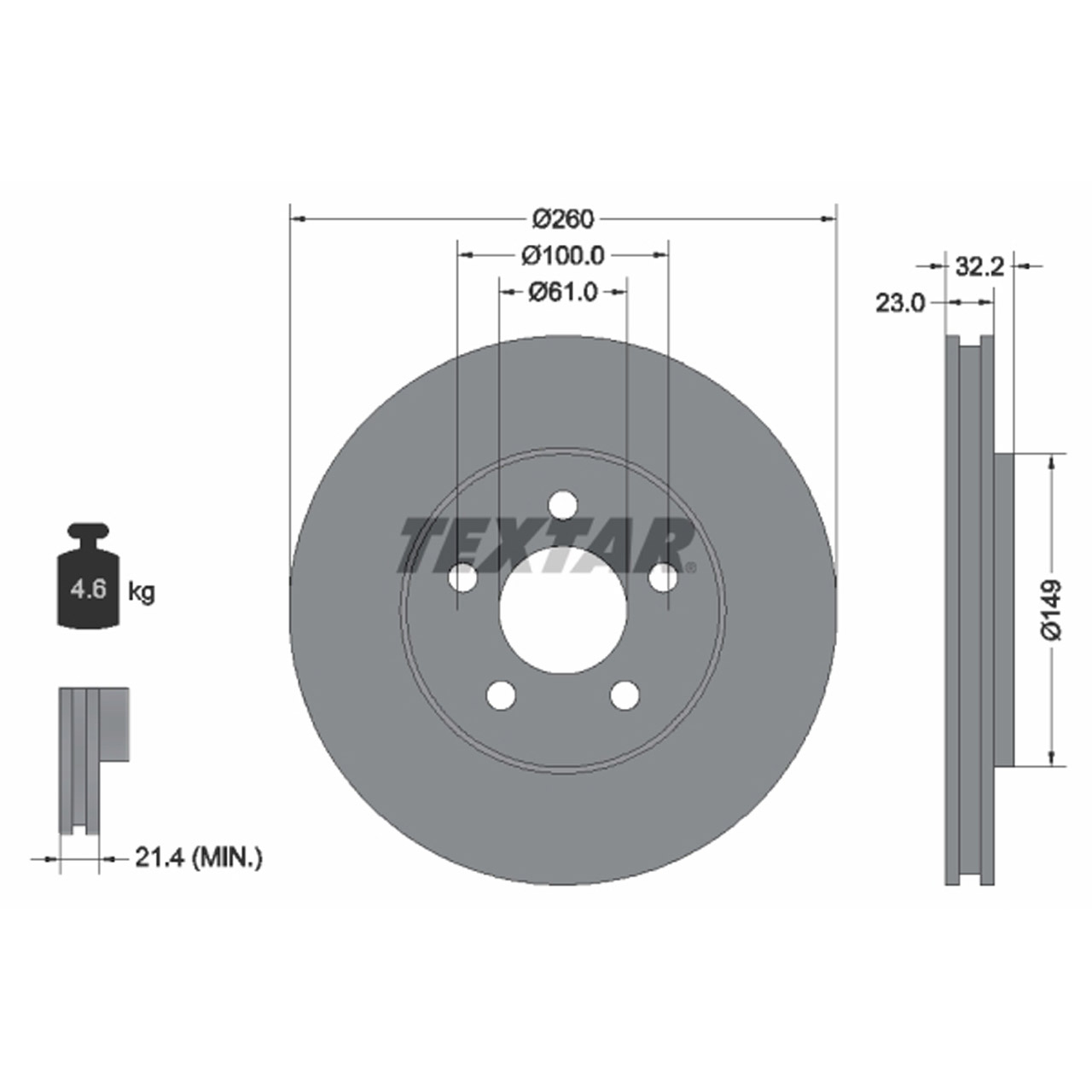 TEXTAR 92271603 Bremsscheiben Satz CHRYSLER Stratus (JA JX) 2.0 LE 131 PS vorne