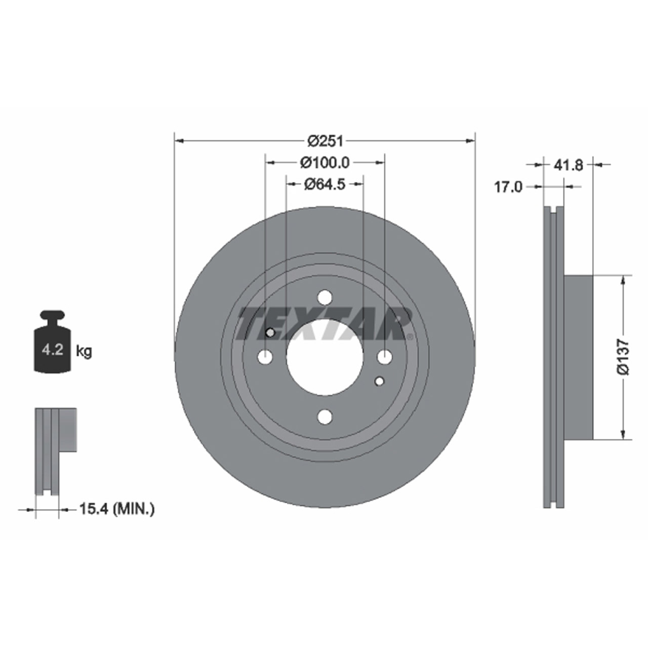 TEXTAR 92278003 Bremsscheiben Satz MITSUBISHI Attrage 6 Space Star 6 vorne 4615A129