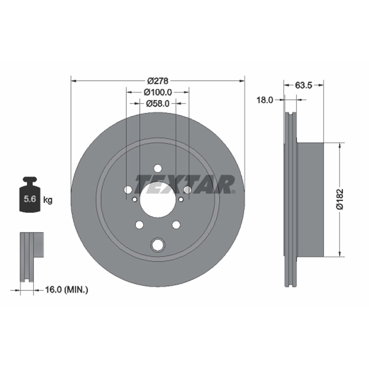 TEXTAR 92278503 Bremsscheiben Satz SUBARU Forester (SJ_) (SK_) 2.0 hinten