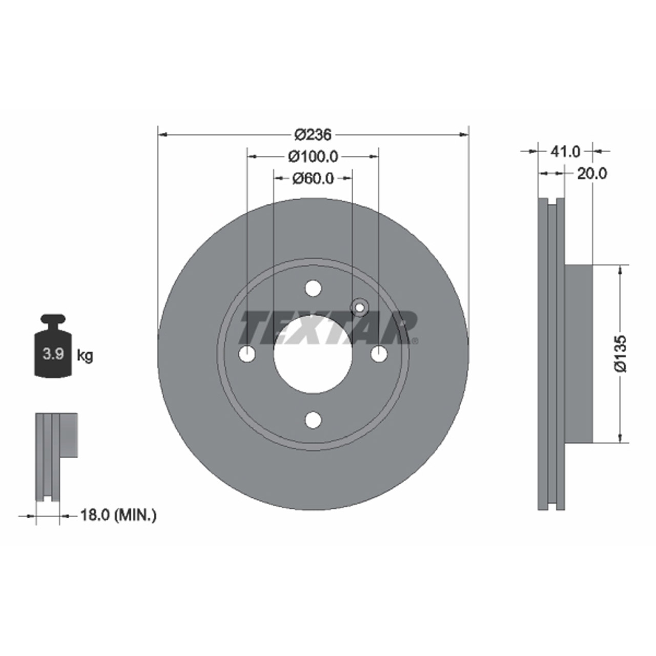 TEXTAR 92278703 Bremsscheiben Satz OPEL Karl (C16) 1.0 / LPG vorne 569130 / 13584676