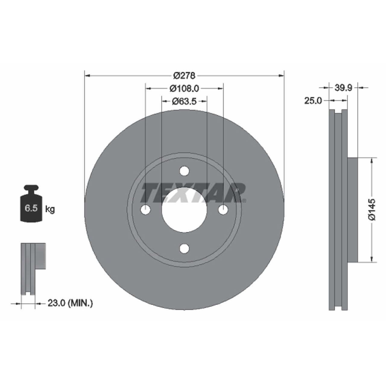 TEXTAR 92279003 Bremsscheiben Satz FORD Ecosport bis 06.2017 vorne