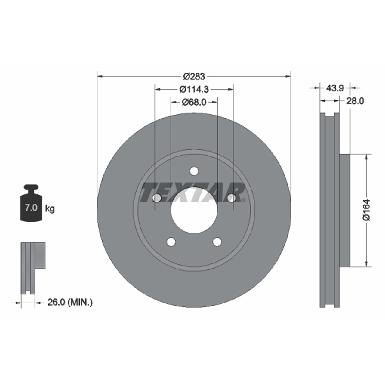 TEXTAR 92280103 Bremsscheiben Satz NISSAN Evalia ab 04.2016 Leaf (ZE0) (ZE1) vorne