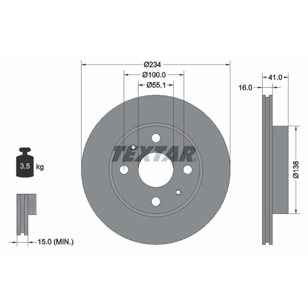 TEXTAR 92285603 Bremsscheiben Satz DAIHATSU Cuore 6 7 Sirion (M3_) Trevis vorne