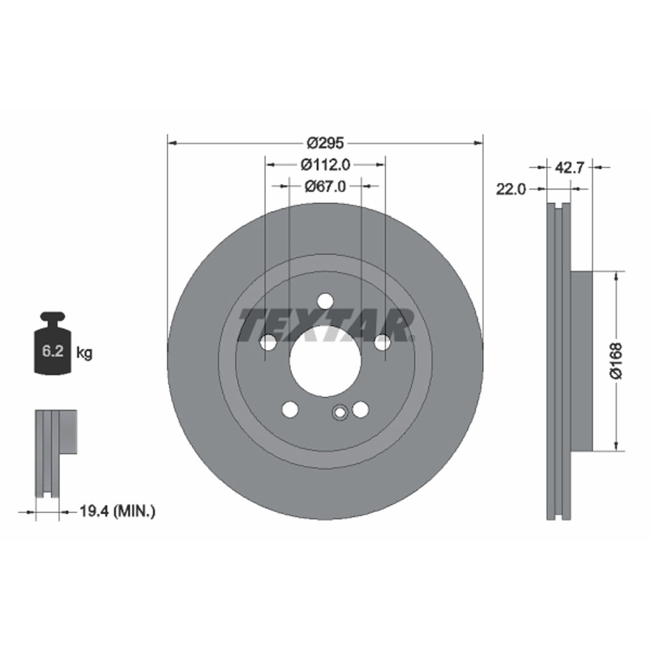 TEXTAR 92286903 Bremsscheiben Satz MERCEDES W176 C/X117 X156 4-matic hinten 2464230812