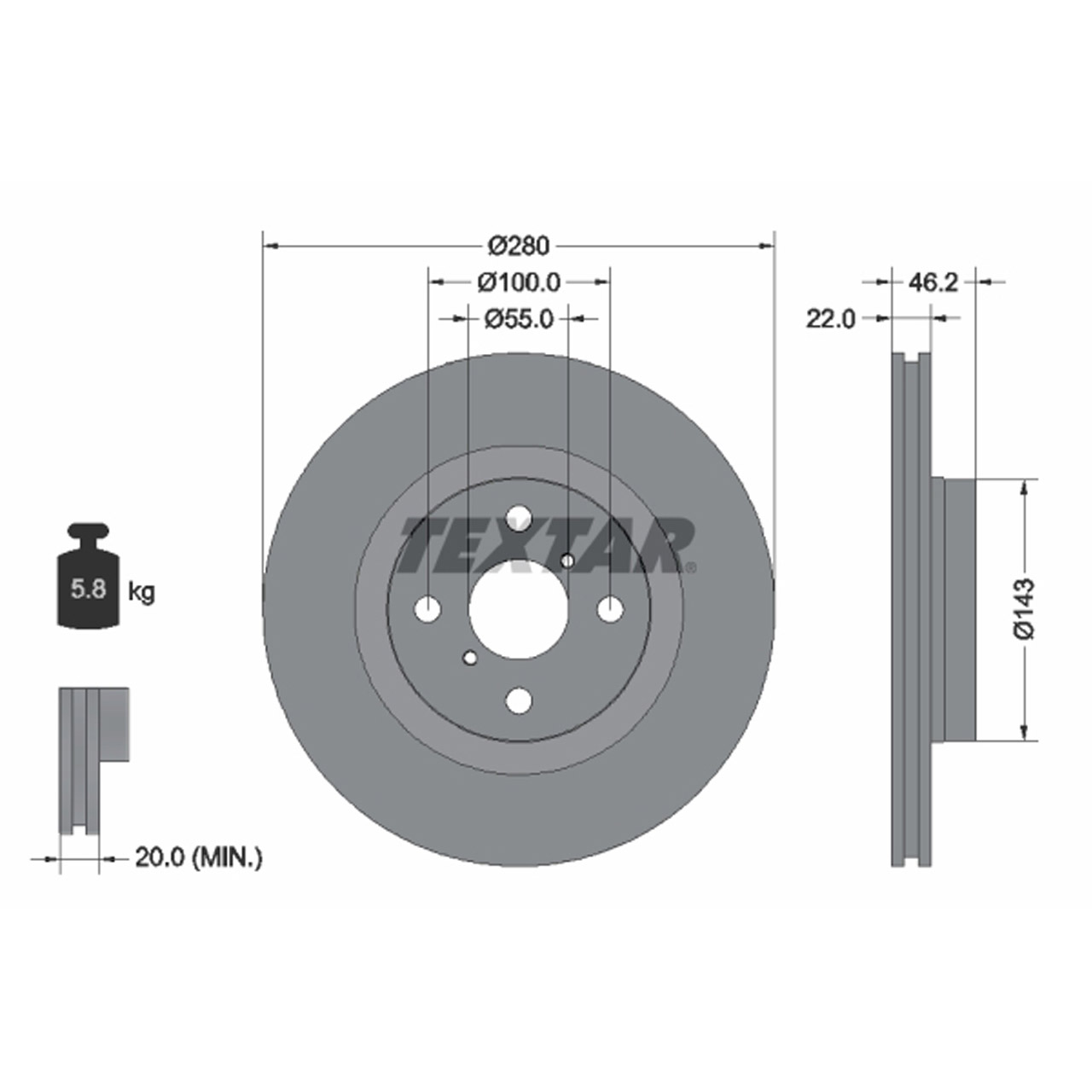 TEXTAR 92287603 Bremsscheiben Satz TOYOTA Yaris (_P13_) 1.5 / Hybrid ab 02.2013 vorne