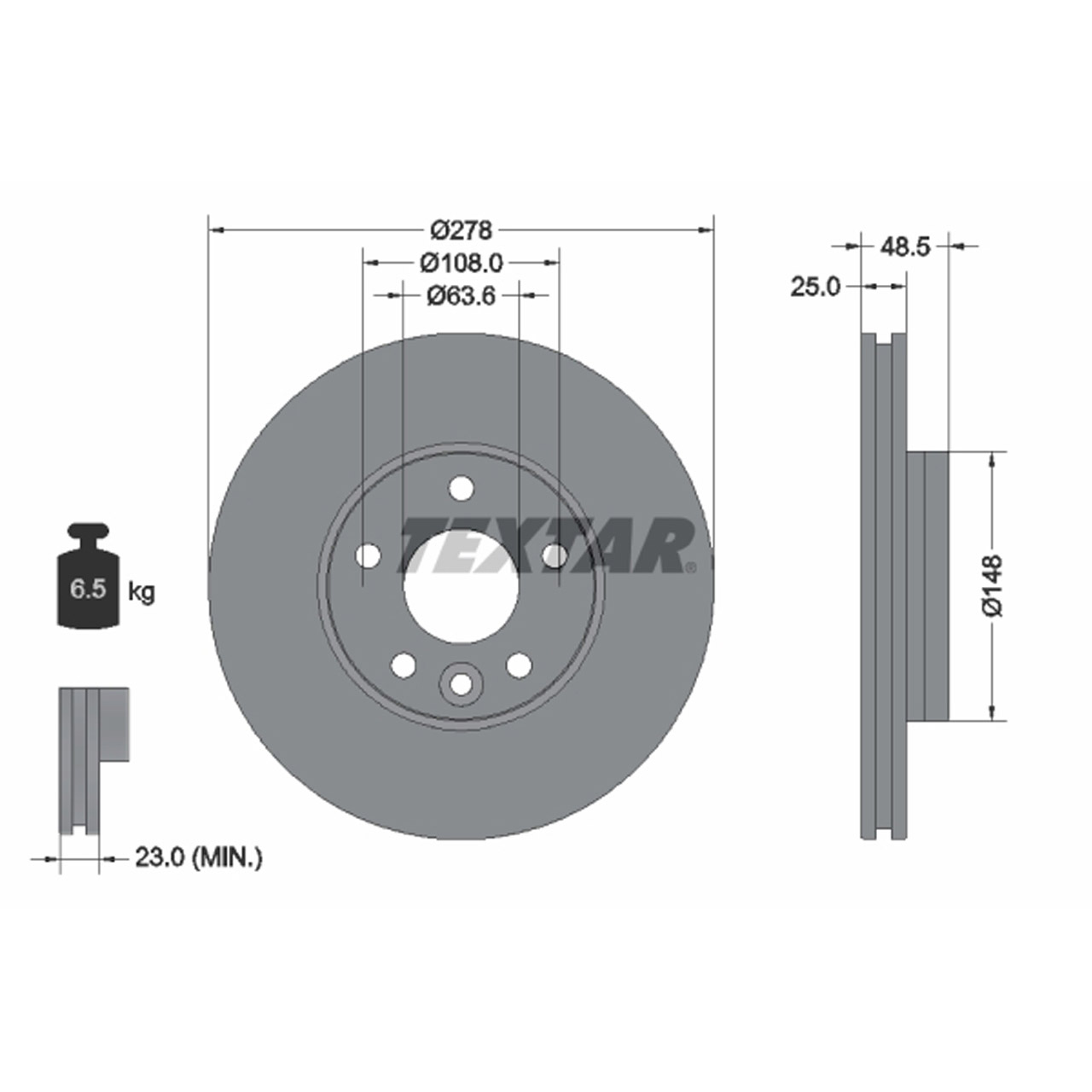 TEXTAR 92292303 Bremsscheiben Satz VOLVO V40 (525 526) 15 Zolla ab Fgst. vorne