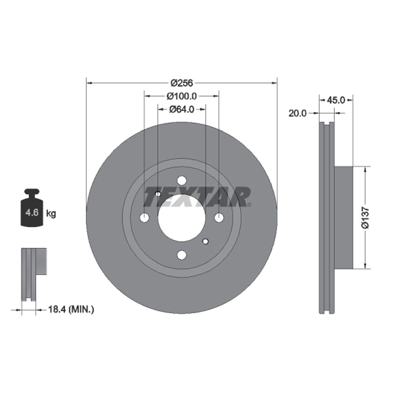 TEXTAR 92294403 Bremsscheiben Satz MITSUBISHI Colt 6 mit Akebono-System vorne