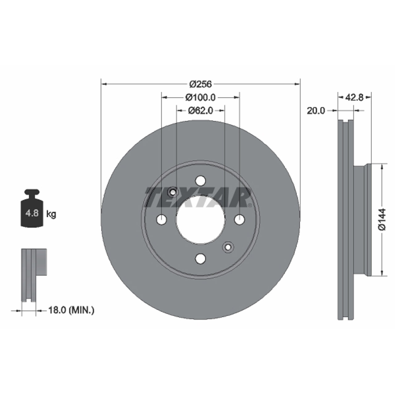 TEXTAR 92295403 Bremsscheiben Satz KIA Picanto 3 (JA) vorne 51712G6300