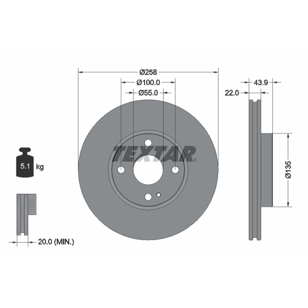 TEXTAR 92300903 Bremsscheiben Satz MAZDA 2 (DL, DJ) MX-5 IV (ND) 1.5 vorne